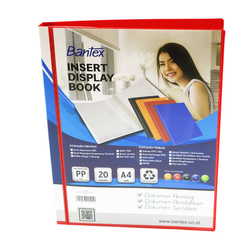 Bantex Insert Display Book PP A4 20 pockets Red #3143I09