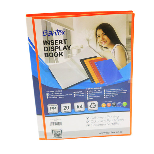 Bantex Insert Display Book PP A4 20 pockets Mango #3143I64