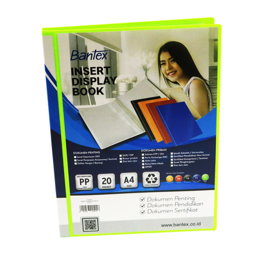 Bantex Insert Display Book PP A4 20 pockets Lime #3143I65