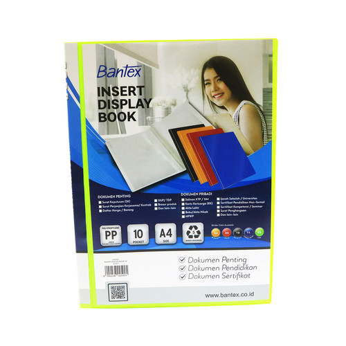 Bantex Insert Display Book PP A4 10 pockets Lime #3140I65