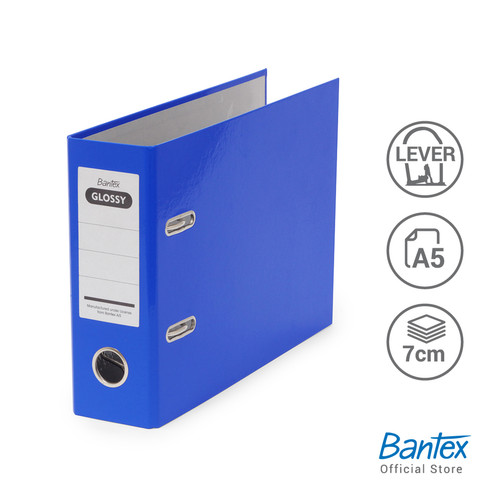 Bantex Lever Arch File Ordner A5 7cm Glossy Blue #1443 01