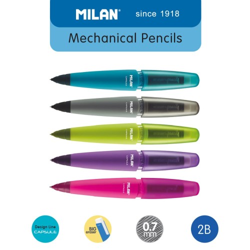 Milan Eraser & Pencil Capsule 2B 0,7mm (1 Pcs) #185079