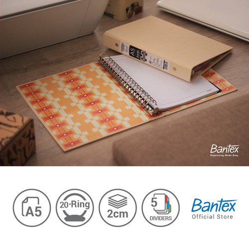 Bantex A5 Multiring Binder - Peach - Batik Series (1 Pcs) #1334 45