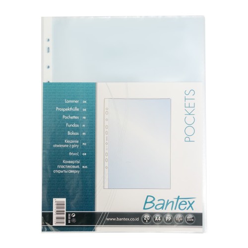 Bantex Pocket Antiglare 20 Sheets 0.06mm thickness A4 #8035 08