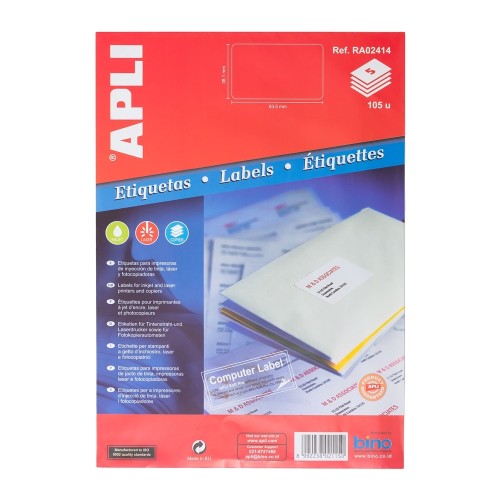 APLI Label White Paper 63.5 X 38.1MM 105 unit #RA02414