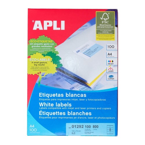 APLI Label White Paper 105 X 70MM 800 unit #AP01292