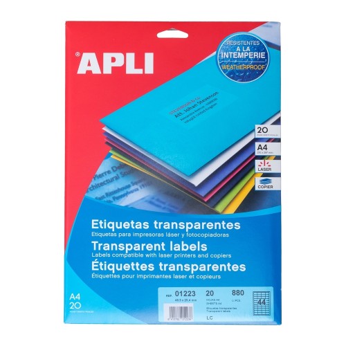 APLI Label Polyester Transparent 48.5 X 25.4MM 880 unit #01223