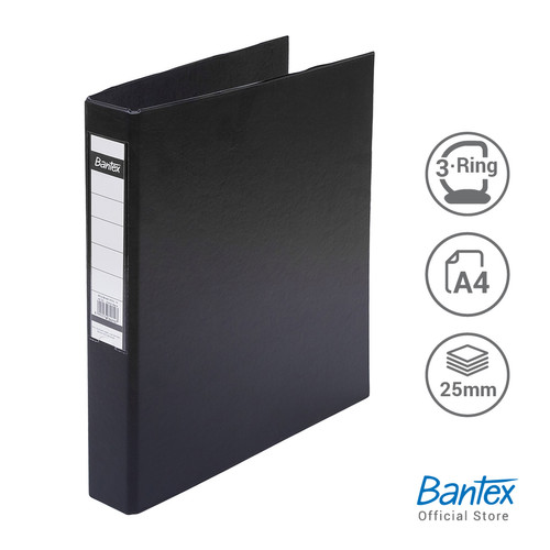 Bantex Ring Binder 3 Ring D 25mm A4 Black #8322 10