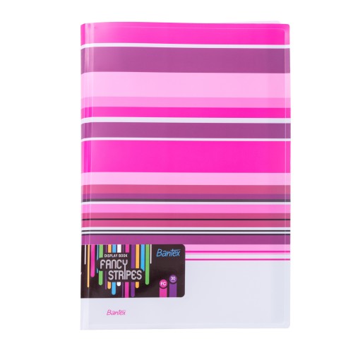 Bantex Fancy Stripe Display Book (30 Pocket) Folio Pink #3197 19