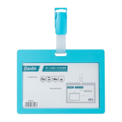 Bantex ID Card Holder With Clip 90x54mm Landscape Sky Blue #8864 23