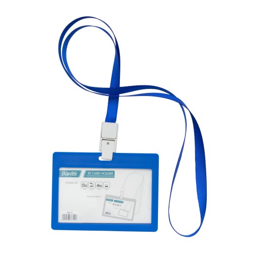 Bantex ID Card Holder Larnyard 90x54mm Landscape Cobalt Blue #8863 11