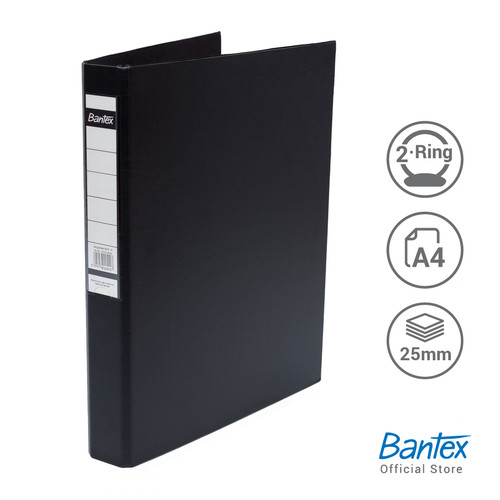 Bantex Ring Binder 2 Ring O 25mm A4 Black #8225 10