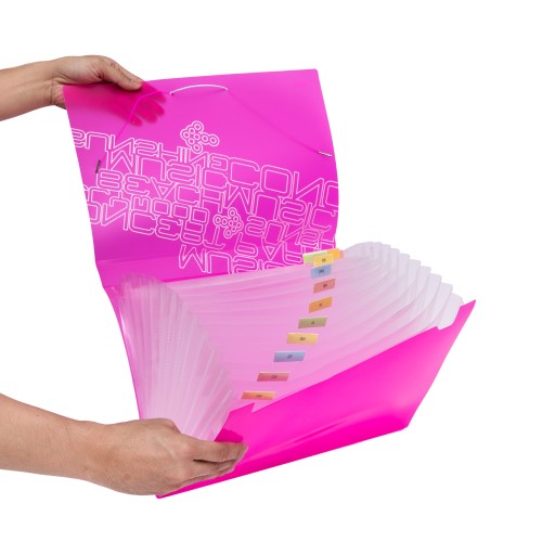 Bantex PP Jolly Bright Expanding File 13 pockets Folio Pink #3607 19