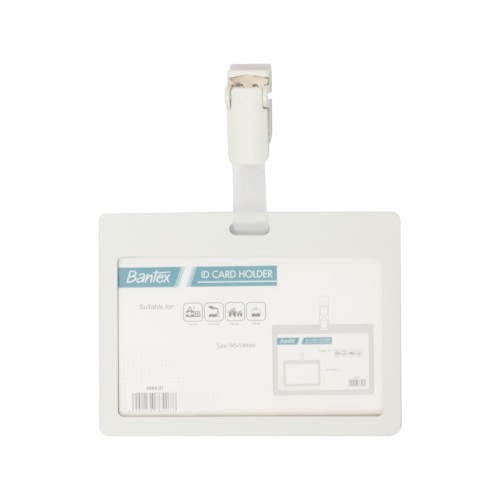 Bantex ID Card Holder With Clip Landscape White #8864 07