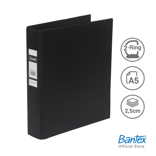 Bantex Ring Binder 2 Ring 25mm A5 Black #8221 10