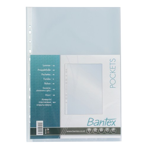 Bantex Pocket Antiglare 20 Sheets 0.06mm thickness Folio #8044 08