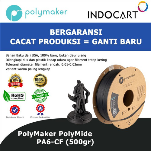 3D Printer FILAMENT PolyMaker PolyMide PA6 CF Carbon Fiber Reinforced Nylon 500gr-Black