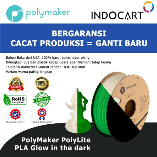 3D Printer FILAMENT PolyMaker PolyLite PLA Glow In The Dark 1.75mm 1kg