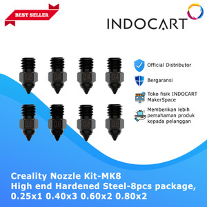 3D Printer Parts Creality Nozzle Kit-MK8 High End Hardened Steel 8Pcs Package 0.25 0.4 0.6 0.8mm