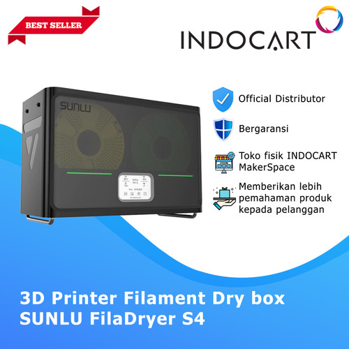 INDOCART 3D Printer Filament 4 Rolls Dry box SUNLU FilaDryer S4