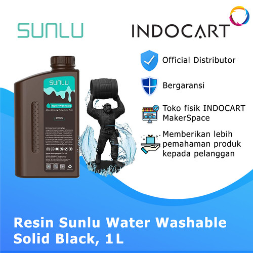 INDOCART Tinta Resin 3D Printer Sunlu Water Washable Solid Black-1kg