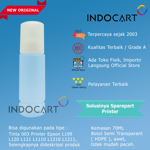 Botol Bulat 70ml-Semi Transparant (HDPE)+Tutup Kerucut-Epson 001/003