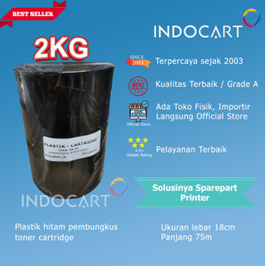 Plastik hitam-lebar 18cm-pembungkus toner cartridge-2kg-75m