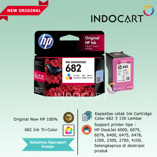 Cartridge Tinta Original HP 682 Printer 6078 6475 6478