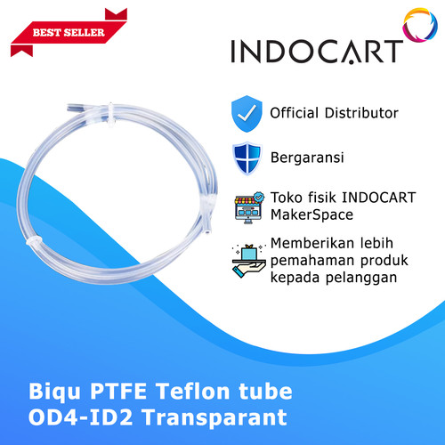 INDOCART 3D Printer Parts Biqu PTFE Teflon Tube OD4-ID2 Transparant