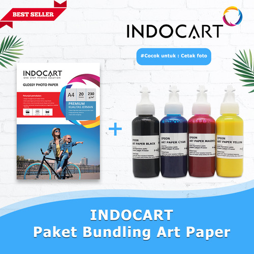 INDOCART Paket Tinta Art Paper+Kertas Foto Inkjet Photo Printer Epson