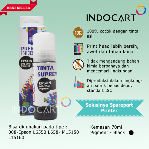 IndoCart Tinta Refill Printer Epson 008 Pigment Ink-70ml-with box