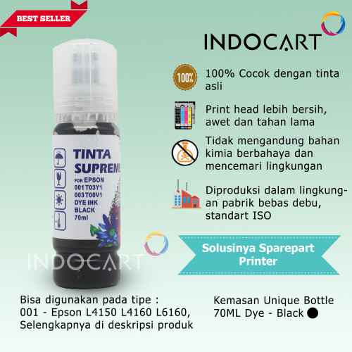 IndoCart Tinta Refill Printer Epson 001 003 Dye Ink-70ml-no box