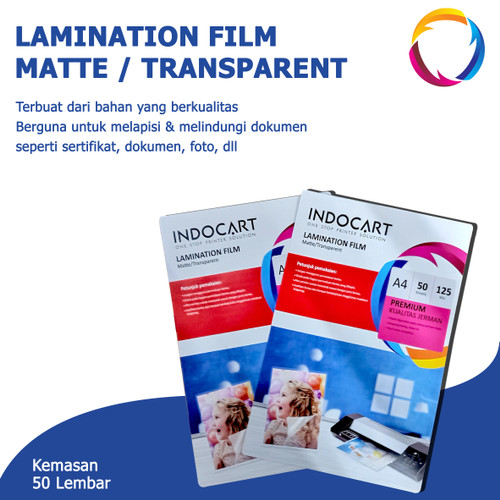 IndoCart Lamination Film Matte Transparent-216x330x125mic-A4-50s