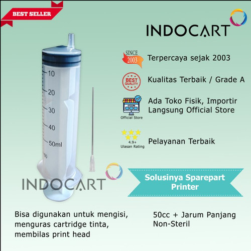 Syringe Spuid Spuit-Jarum Suntik-Suntikan Tinta-50cc Plus Jarum 10cm