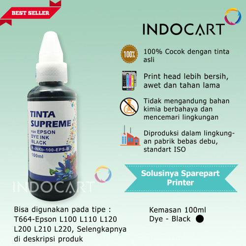 IndoCart Tinta Refill Printer Epson 664 673 T664 T673-Dye-100ml-no box