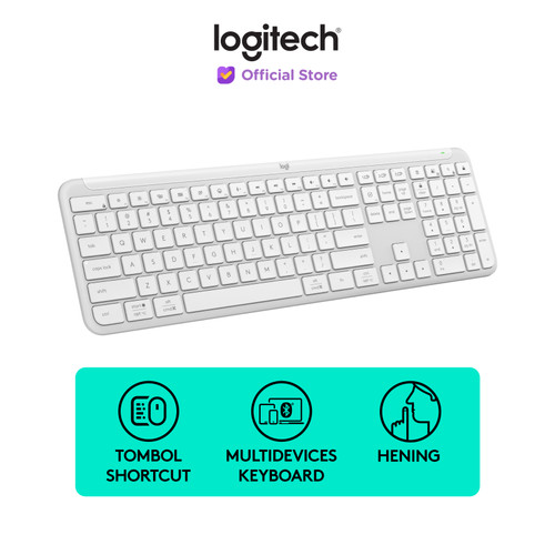 Logitech Keyboard Signature Slim K950 Wireless, Desain Ramping & Minimalis, Multi Perangkat, Bluetooth, Multi-OS, Windows, Mac, Chrome