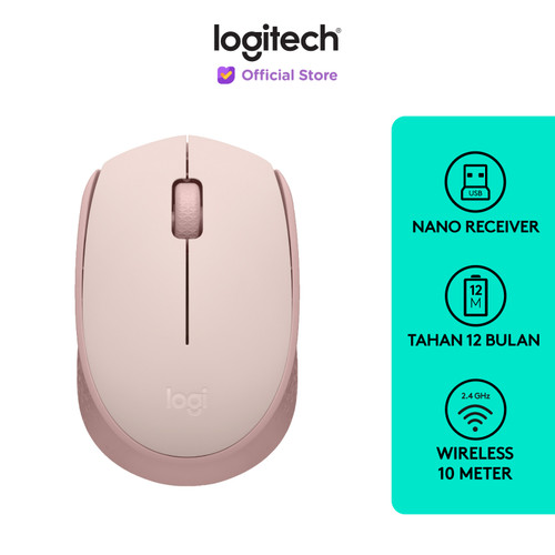 Logitech M171 Mouse Wireless untuk Windows, Mac, ChromeOS - Rose