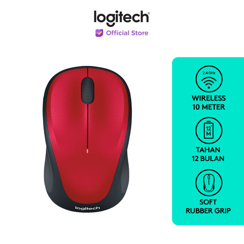 Logitech M235 Mouse Wireless Grip Karet Nyaman - Red