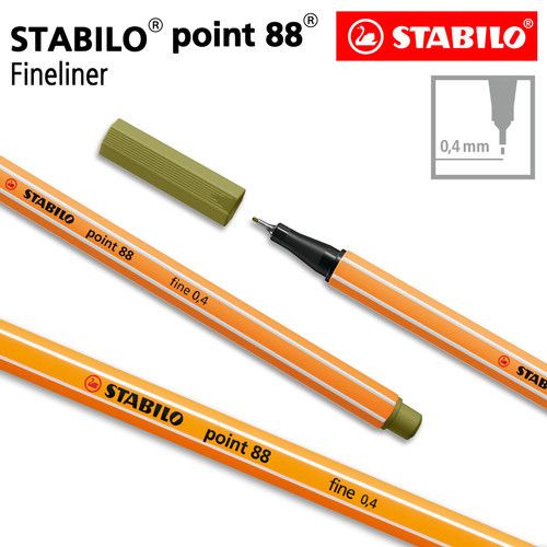 STABILO Point 88 Mud Green / Fineliner / Pen Warna Hijau Tua