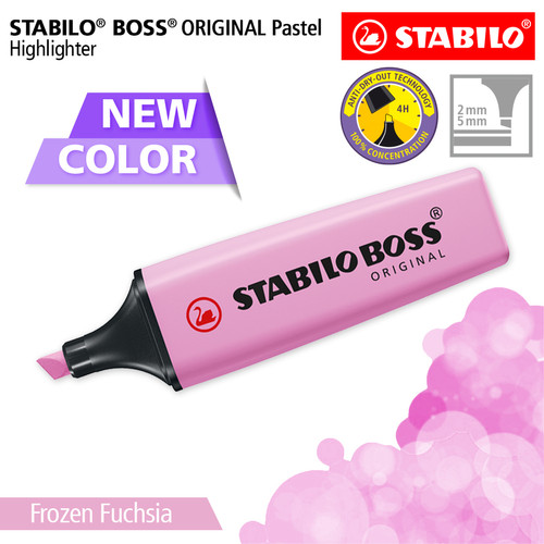 STABILO BOSS Pastel Frozen Fuchia / Highlighter Original Warna Pink