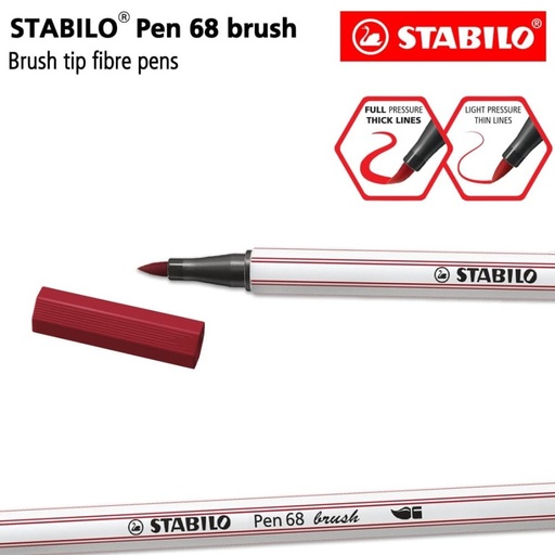 STABILO Pen 68 Brush Purple / Ungu / Premium Marker Kuas Kaligrafi Art