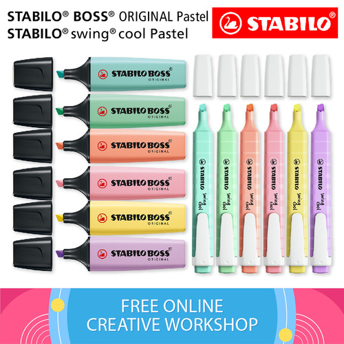 STABILO Set 12 - Warna Pastel BOSS Original Swing Cool Highlighter