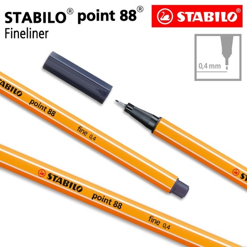 STABILO Point 88 Payne Grey Isi 1 pcs / Fineliner / Pen Warna Abu