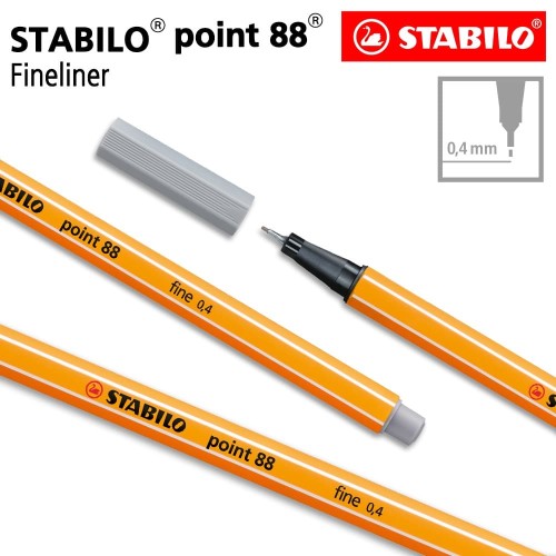 STABILO Point 88 Medium Cold Grey Isi 1 pcs / Fineliner / Pen Warna