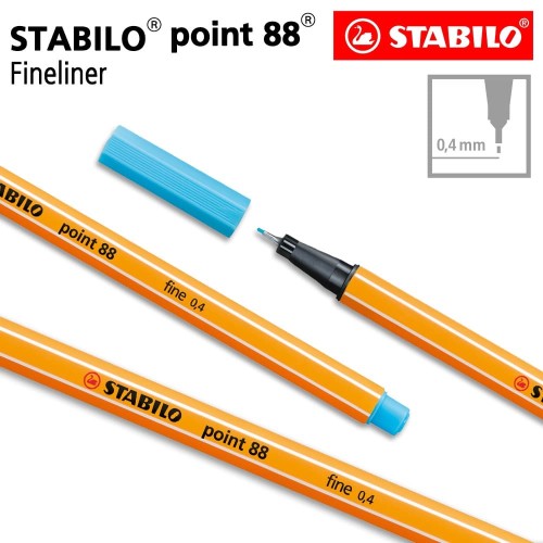 STABILO Point 88 Azure Isi 1 pcs / Fineliner / Pen Warna Biru