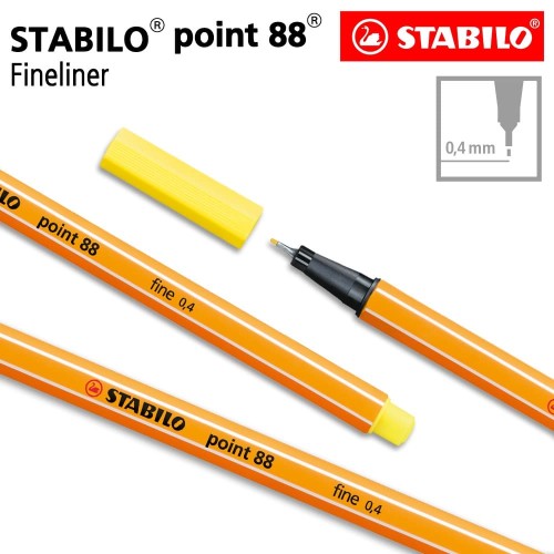 STABILO Point 88 Lemon Yellow Isi 1 pcs / Fineliner / Pen Warna Kuning