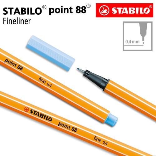 STABILO Point 88 Ice Blue Isi 1 pcs / Fineliner / Pen Warna Biru