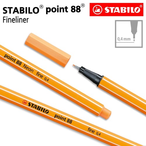 STABILO Point 88 Neon Orange Isi 1 pcs / Fineliner / Pen Warna Oranye