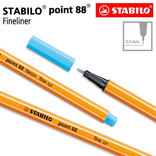 STABILO Point 88 Neon Blue Isi 1 pcs / Fineliner / Pen Warna Biru