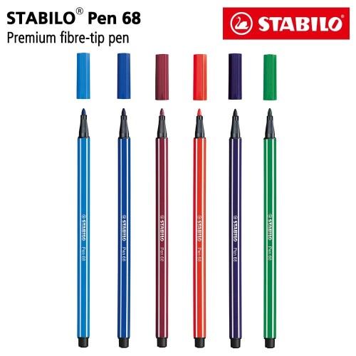 STABILO Set 6 - Pen 68 Merah Biru Ungu Hijau